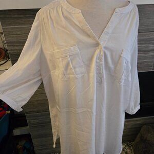 Reitmans "Choose Happiness" White Tunic Blouse Plus Size 2X EUC